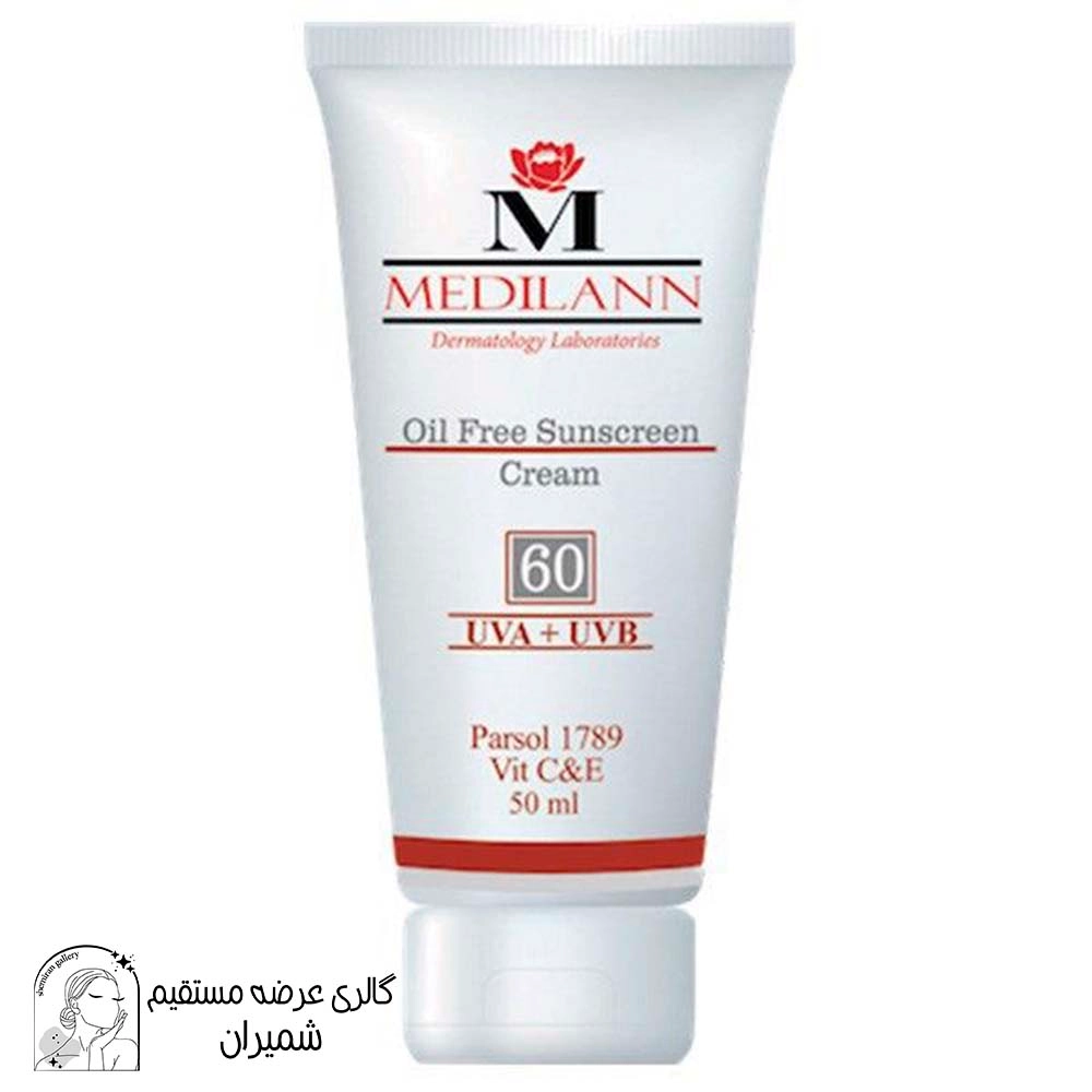 کرم ضد آفتاب رنگی SPF60 مدیلن مناسب پوست های چرب و آکنه ای ۵۰ میلی لیتر