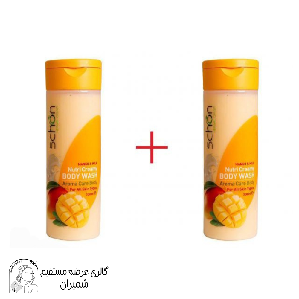 شامپو بدن شون (Schon) مدل MANGO & MILK حجم ۳۰۰ میلی‌لیتر مجموعه ۲ عددی