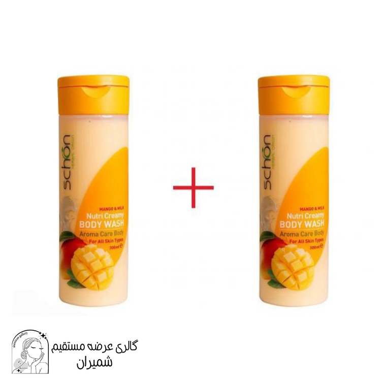 شامپو بدن شون (Schon) مدل MANGO & MILK حجم ۳۰۰ میلیلیتر مجموعه ۲ عددی